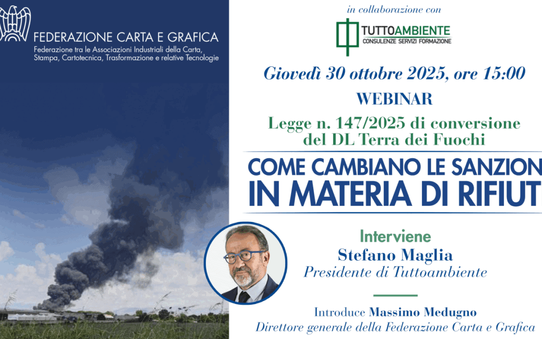 WEBINAR 30 ottobre 2025 – Come cambiano le sanzioni in materia di rifiuti